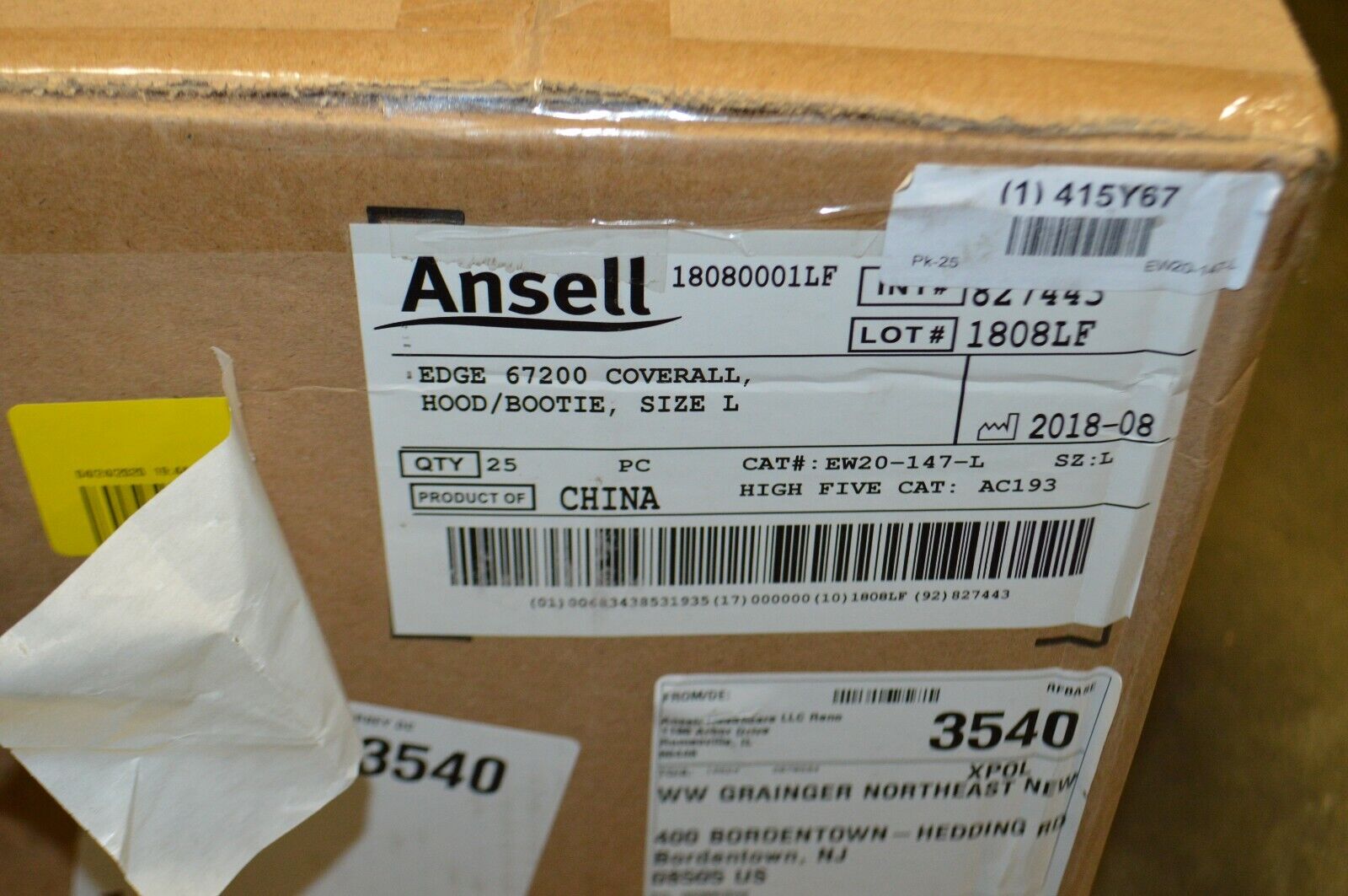 Ansell Coverall Size Large Hoodie and booties color White 67-200 - Northside Material Brokers