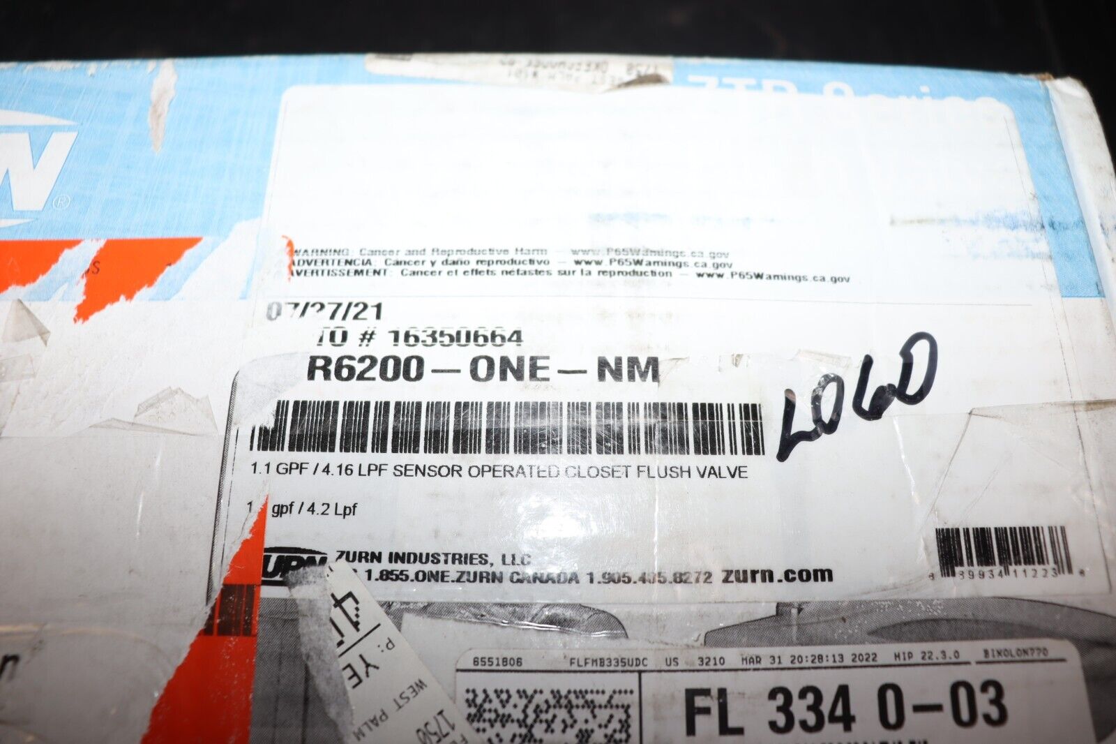 Automatic Flush Valve Zurn Hardwired Exposed Sensor R6200-ONE-NM - Northside Material Brokers