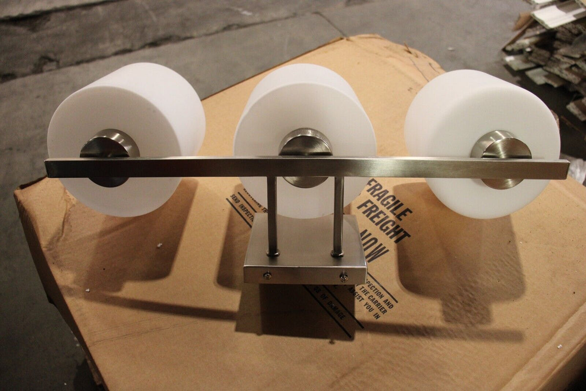 BRUSHED NICKEL VANITY LIGHT CLASSIC 3 LIGHT - Northside Material Brokers