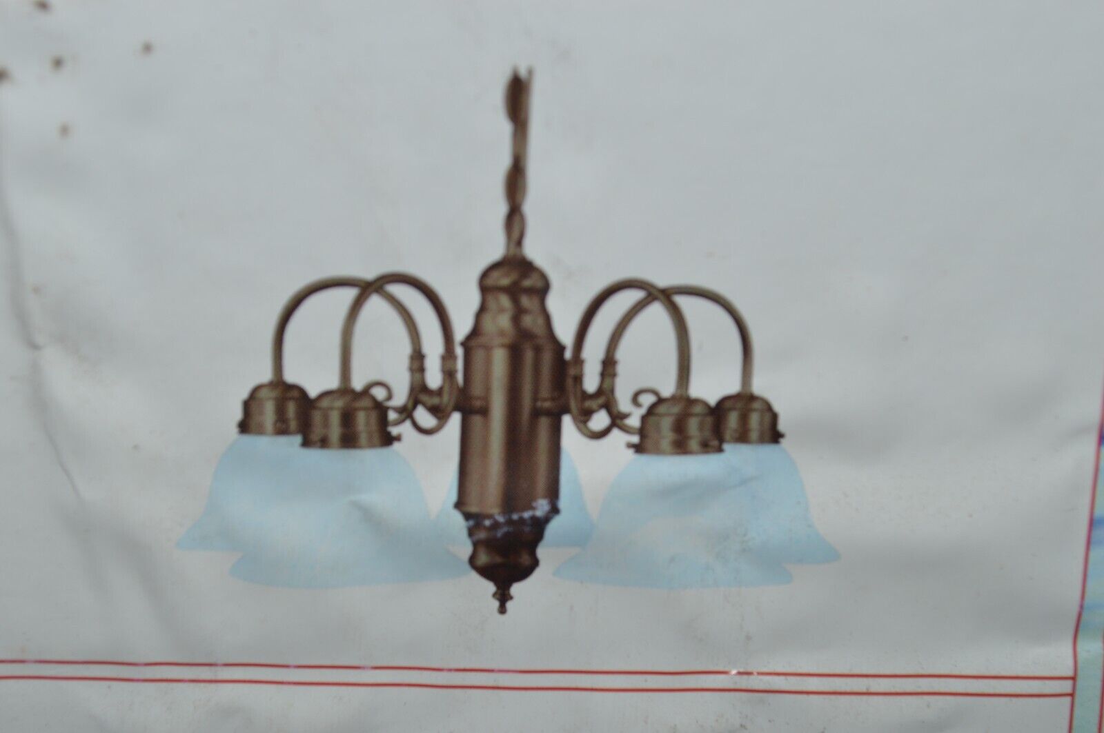 Chandelier AGED BRONZE 5 LIGHT GLASS SHADE by BOREALIS - Northside Material Brokers