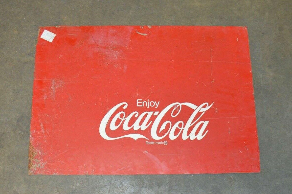 Coca Cola Sign Vintage Rustic Metal 31 inch x 22 inch - Northside Material Brokers
