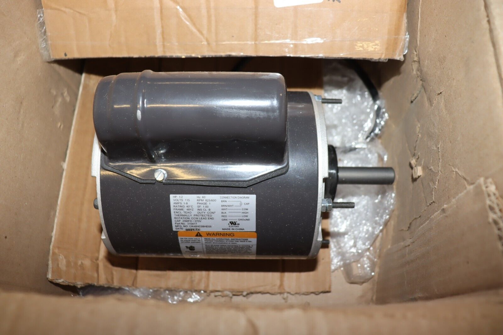 Dayton Pedestal Fan Motor: 1/2 HP, 115V AC, 48YZ Frame, 4UX63 - Northside Material Brokers