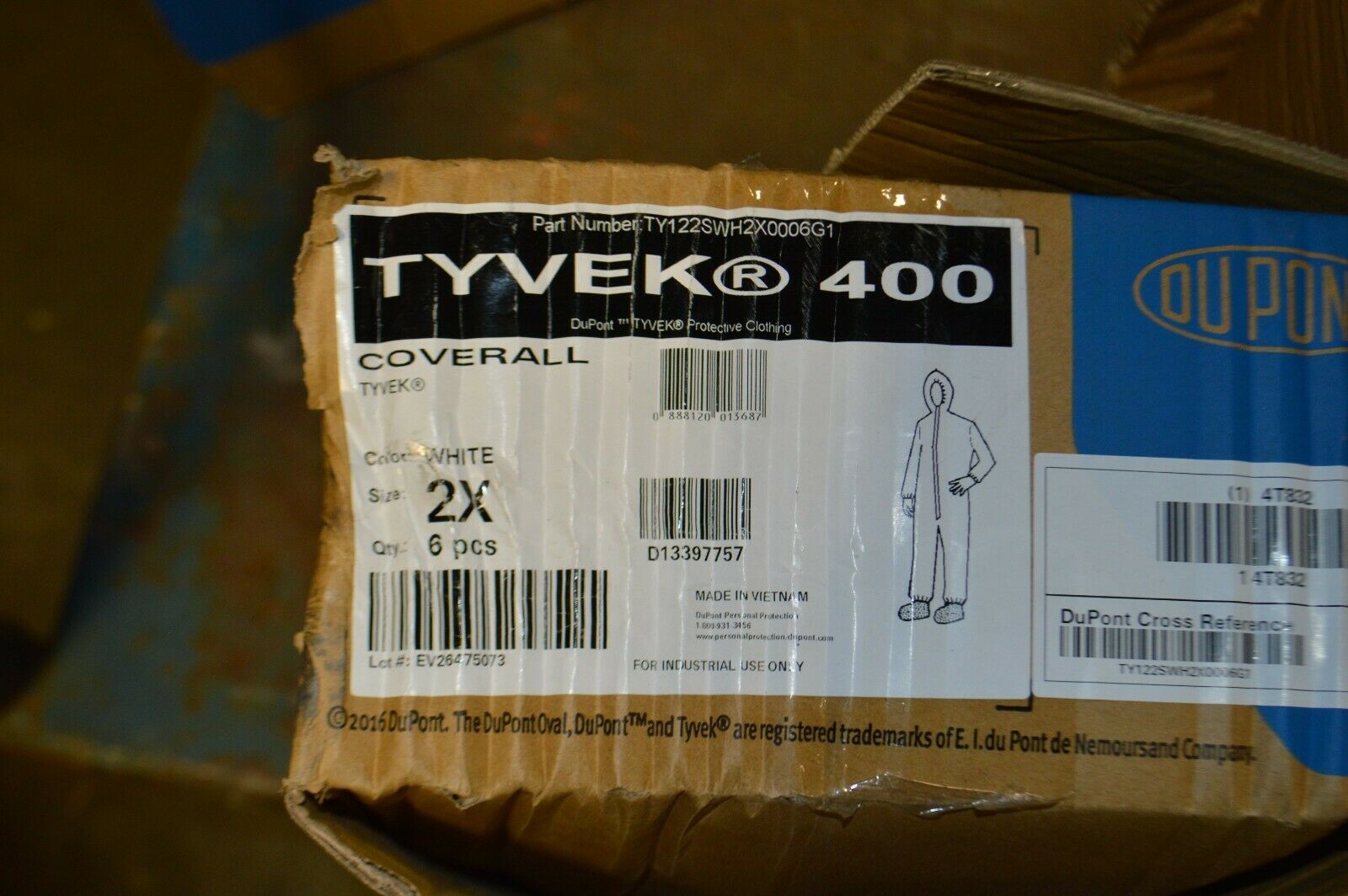 Dupont Tyvek 400 Coverall Size 2X Pack of 6 - Northside Material Brokers