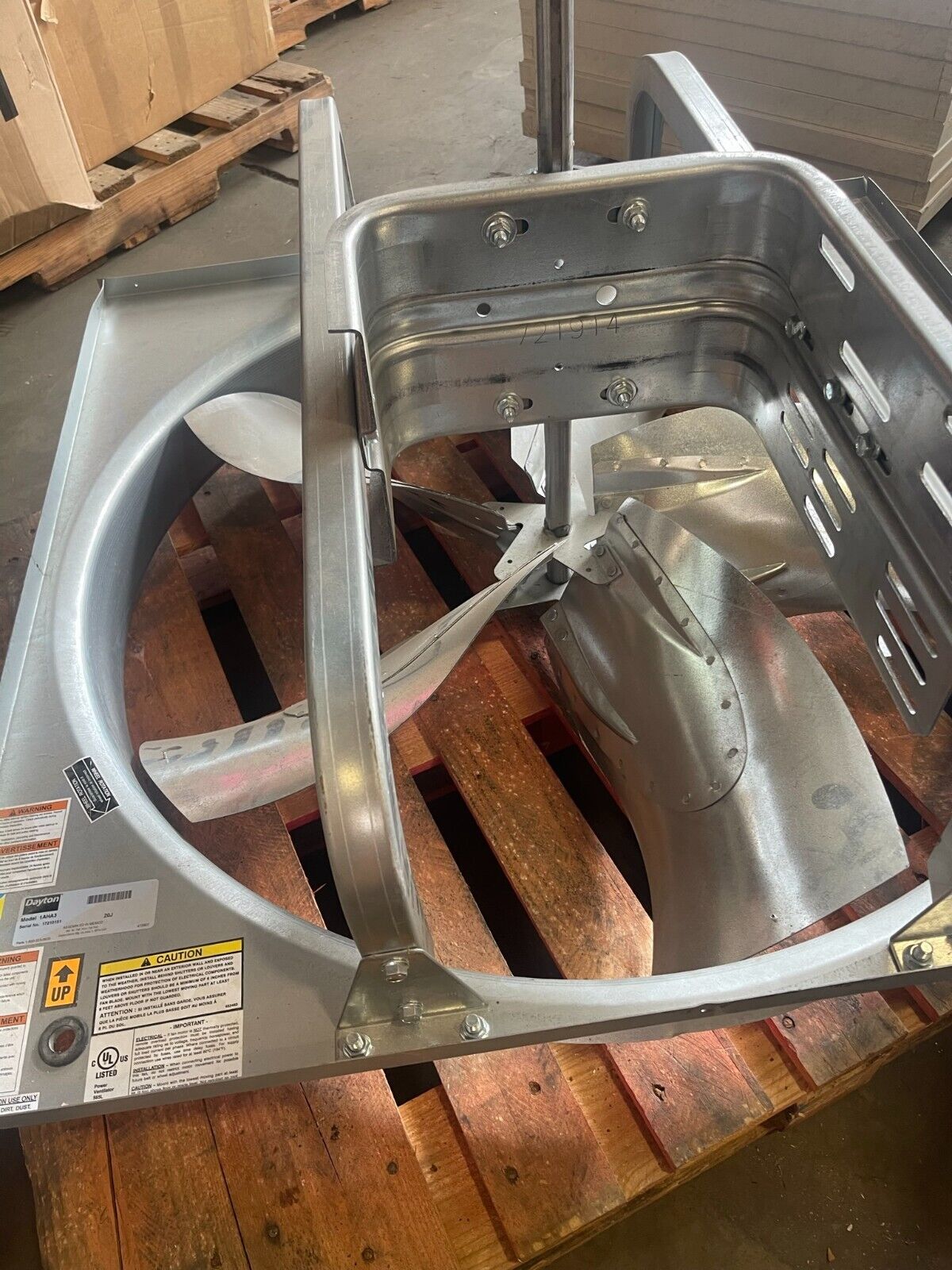 Exhaust Fan 36 Inch 19,000 CFM DAYTON 1AHA3 5 Blade - Northside Material Brokers