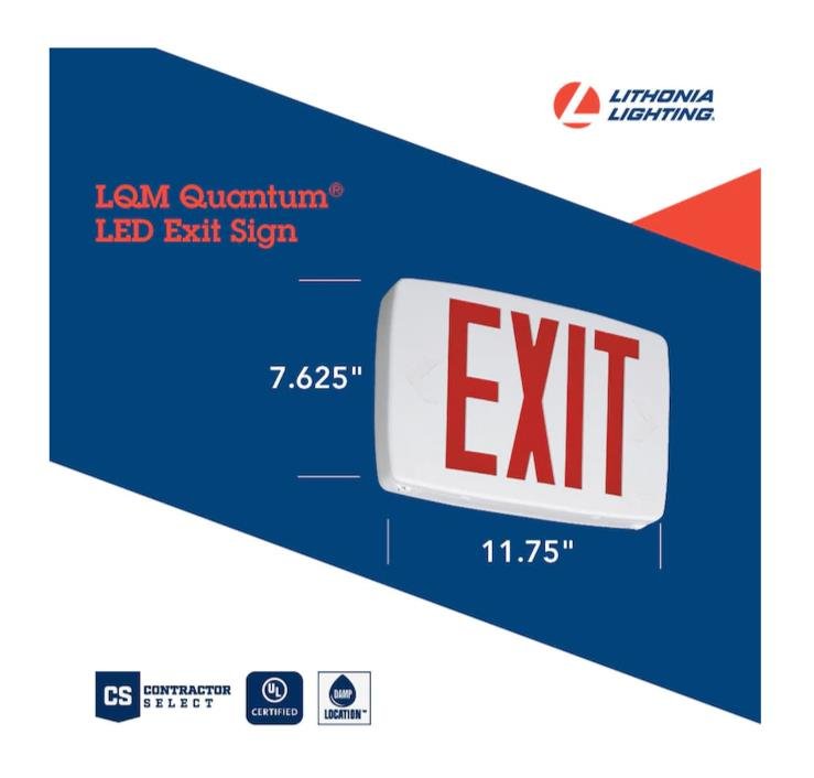 Exit Light Lithonia Lighting LQM Quantum 1-Watt 120/277-Volt LED White Hardwired - Northside Material Brokers