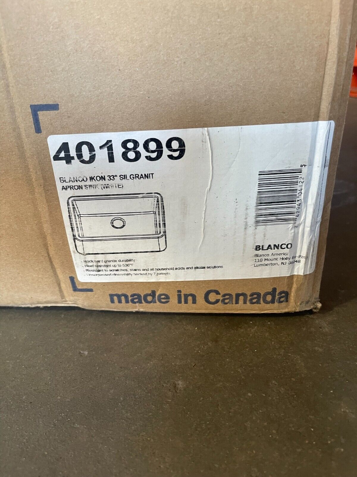 Farmhouse Kitchen Sink White 33 in x 19 in Blanco Ikon 401899 - Northside Material Brokers