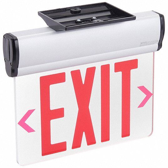 Glass Exit Sign 1 Face Red Aluminum Universal Field Selectable Chevrons, 6CGL3 - Northside Material Brokers