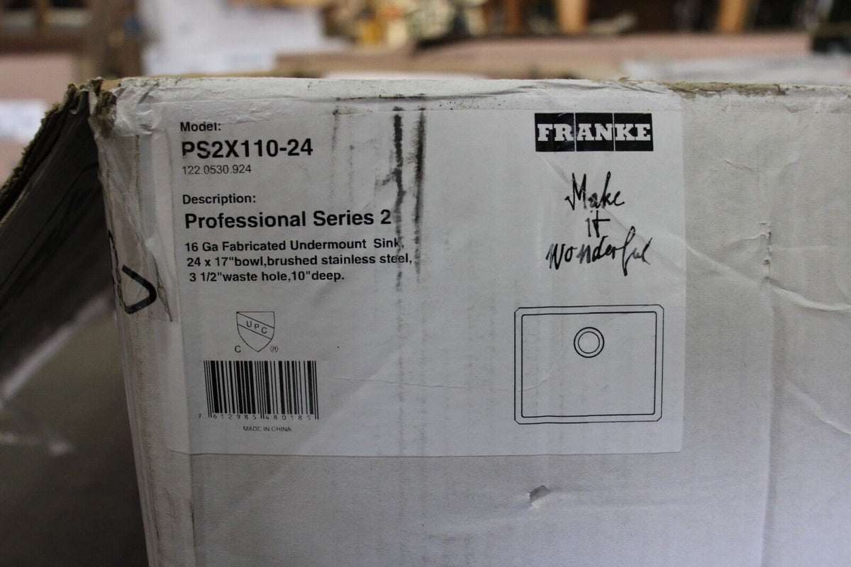 Kitchen Sink 24 x 12 Undermount Franke PS2X110-24-12 - Northside Material Brokers