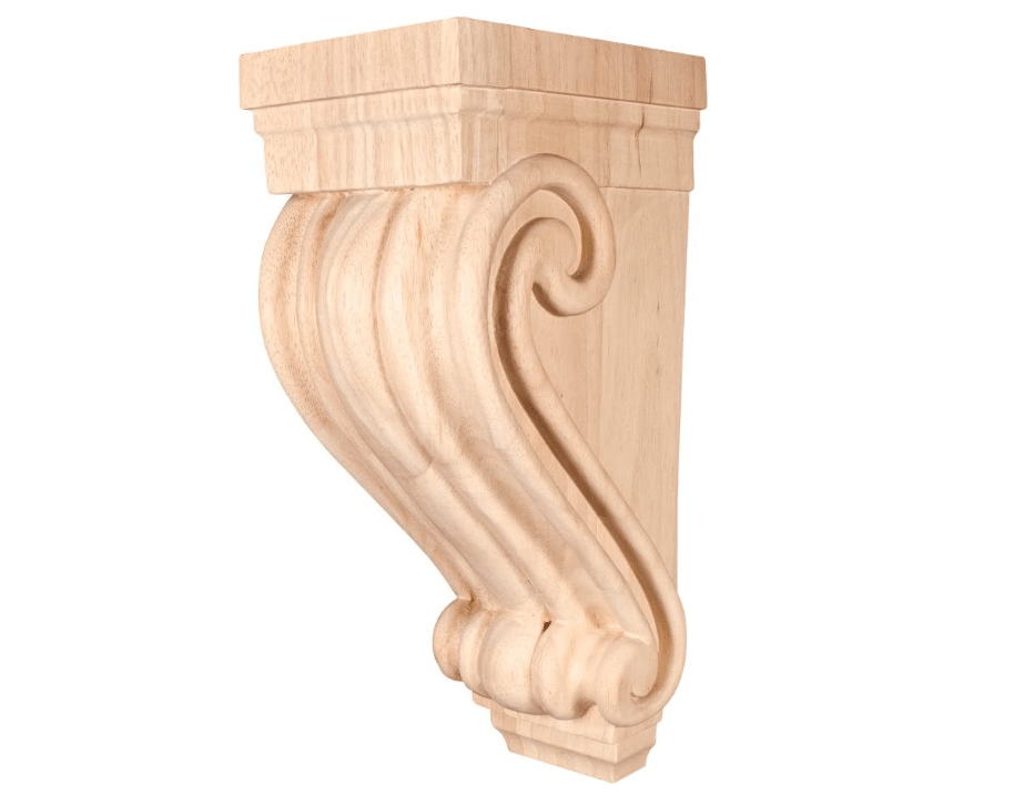 Oak Scrolled Corbel 5" W x 6-3/4" D x 14" H CORC-2OK - Northside Material Brokers